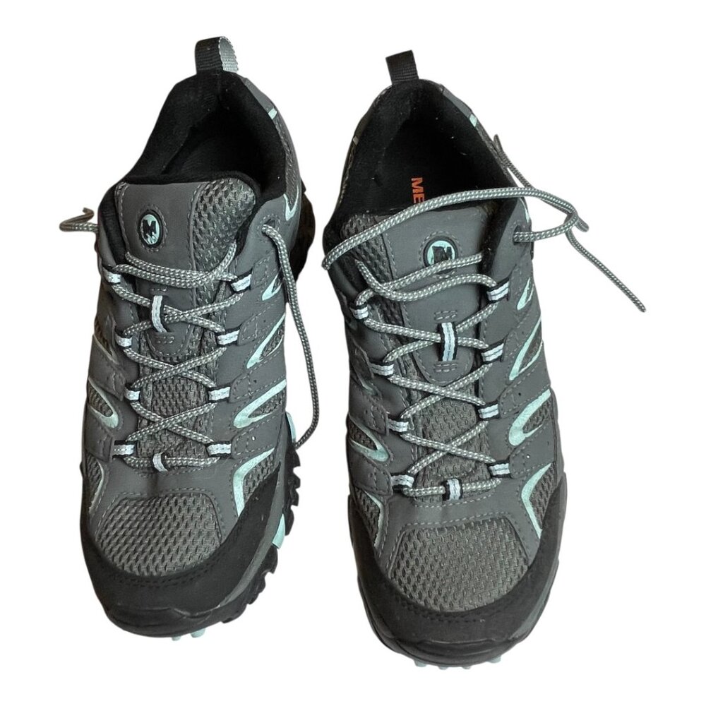 Merrell Women's waterproof hiker charcoal and teal, vibram soles, worn once -10